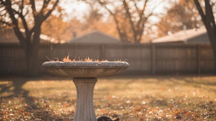 Un abreuvoir pour oiseaux dans un jardin aux Etats-Unis