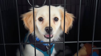 Un chien dans une cage