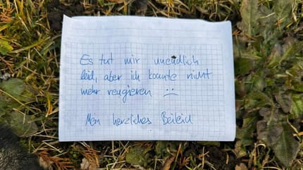Zettel mit handschriftlicher Nachricht