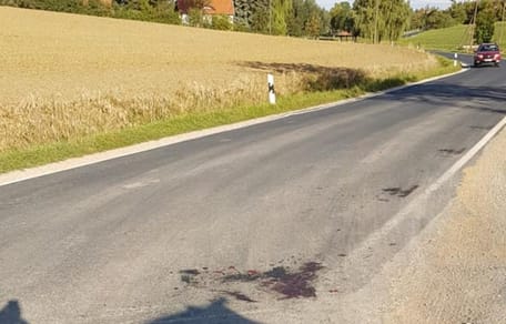 Blutfleck auf Fahrbahn