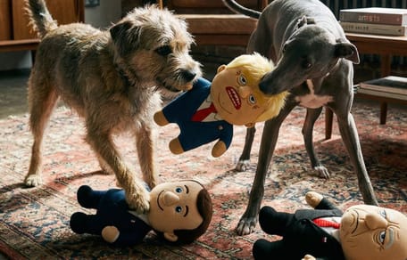 muñecos políticos para perros estresados
