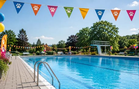 Festlich geschmücktes Freibad