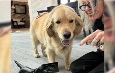 Actress Diane Keaton and dog
