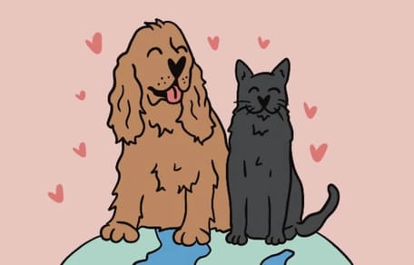bambina copre il cane con una coperta