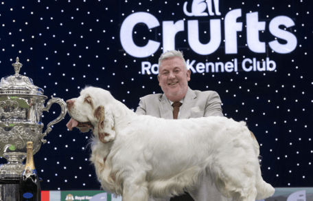 Crufts winner Bruin with Lee Cox, convicted of animal cruelty