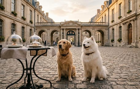 des chiens prêts à se régaler