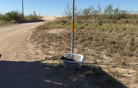 Cuccioli abbandonati in un cesto della biancheria