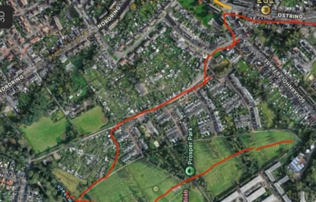 Google-Maps-Katze mit eingezeichnetem Weg