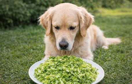 hond met bord andijvie