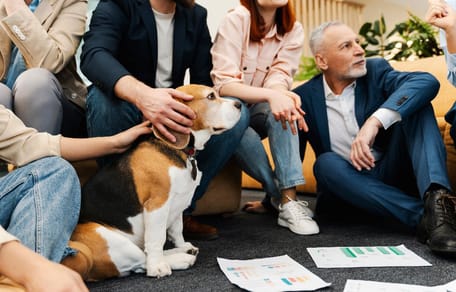 Hund bei einem Büro-Meeting