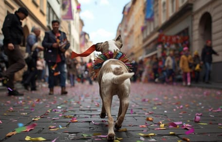 Hund im Karnevalstrubel