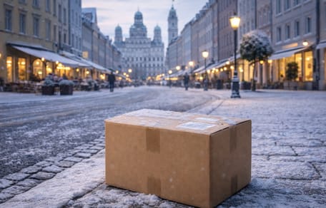 Karton in der Augsburger Innenstadt