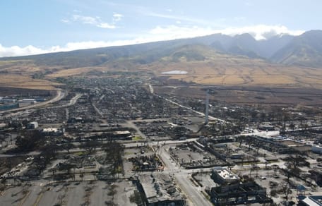 Lahaina, Hawaii, devastated by the flames