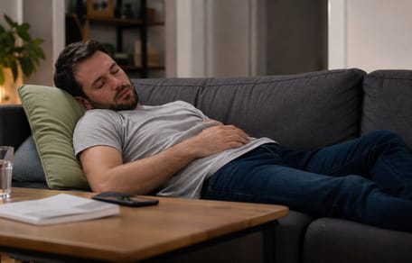Mann schläft auf dem Sofa