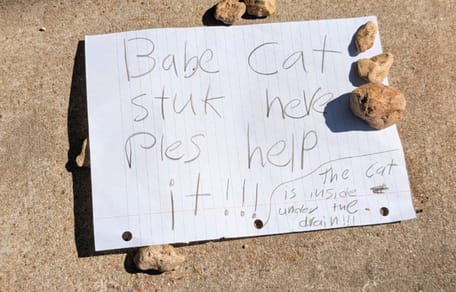 Note left for trapped kitten