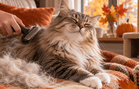 Muta del gatto in autunno