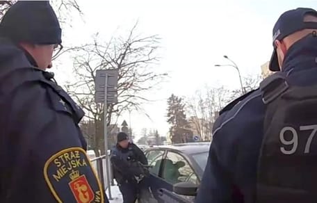 pies zamknięty w samochodzie na mrozie