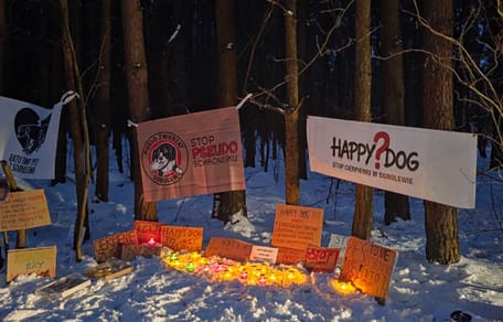 Transparenty protestującychw Sobolewie