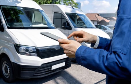 Transporter auf einem Parkplatz