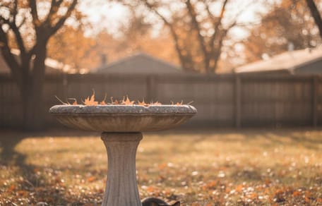 A bird bath in a garden in the USA