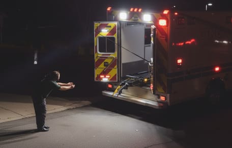 Un camion de pompier pendant un incendie