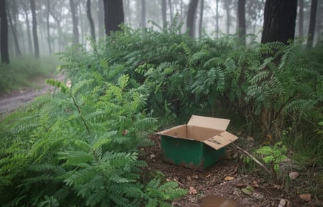 An abandoned cardboard box outdoors