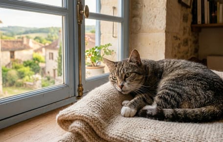 un chat allongé