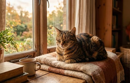 Un chat devant une fenêtre