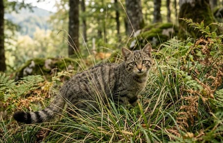 Een kat in het bos