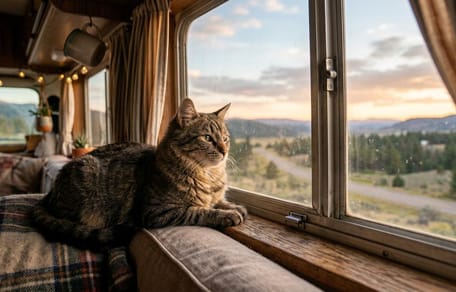 un gatto che guarda dalla finestra
