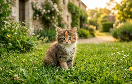 un chaton dans l'herbe