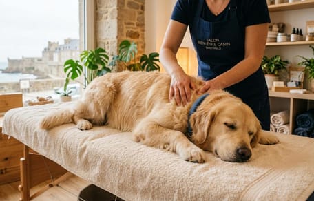un chien aux thermes