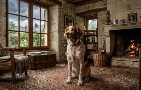 Ein Hund in seinem Wohnzimmer