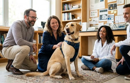un chien dans un hopital