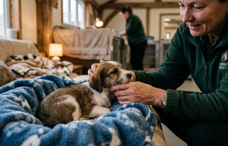 Un chien dans un panier