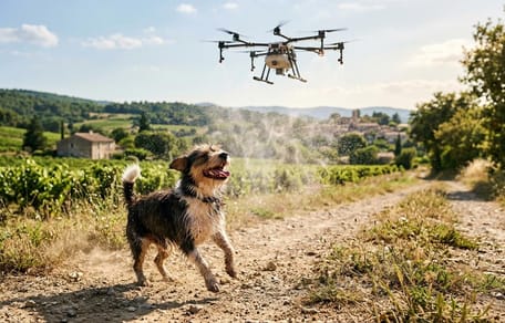 Un drone conçu pour des panneaux solaires croise un chien errant : l'appareil s'arrête net
