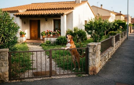 ein bellender Hund in einem Garten