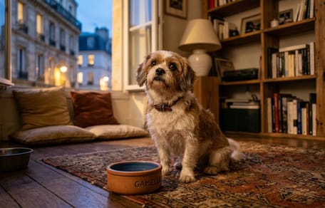 Un chien qui attend son repas
