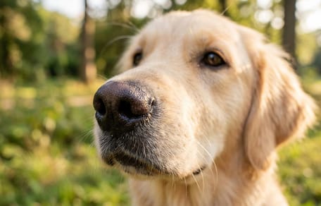 Un chien qui montre sa truffe