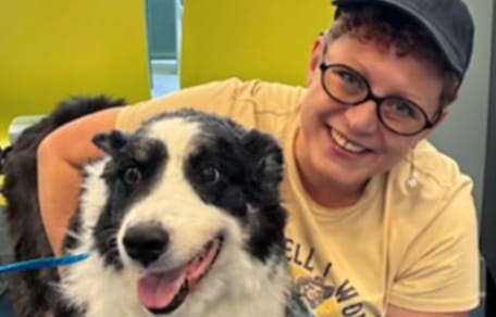 A dog reunited with his owner