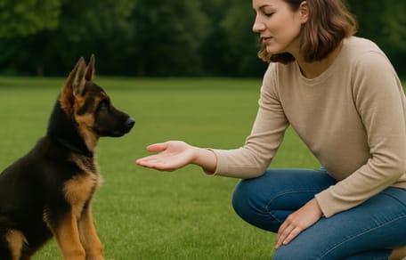 Un chiot en pleine éducation