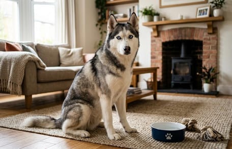 Un Husky dans un salon