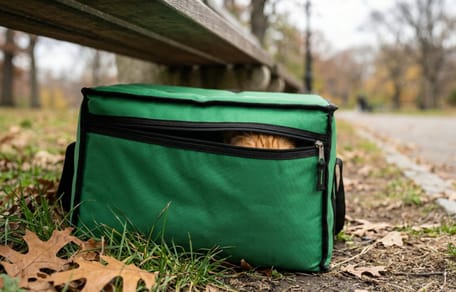 Un sac uber eats abandonné dans un parc