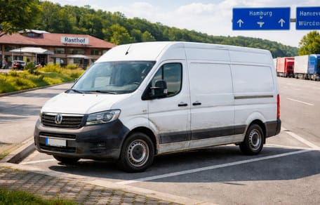 A van at a motorway service station