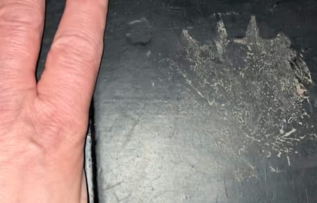 A mysterious footprint in a kitchen