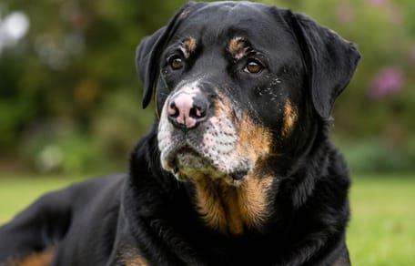Vitiligo in dogs: Rottweiler with vitiligo