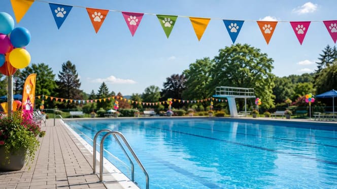 Festlich geschmücktes Freibad