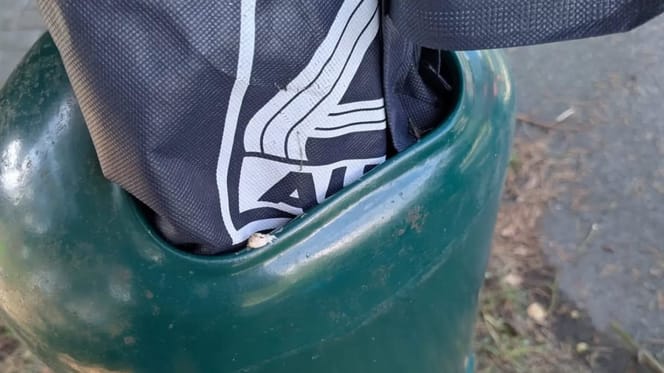Aldi-Tasche im Mülleimer