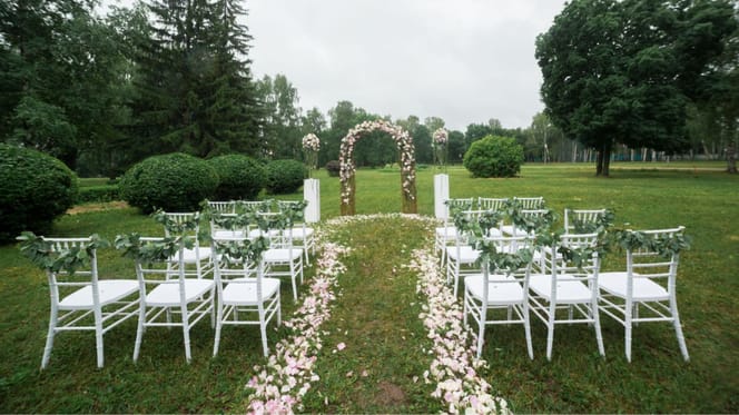 Outdoor wedding altar