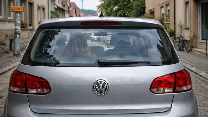 Auto mit einer Frau auf der Rückbank